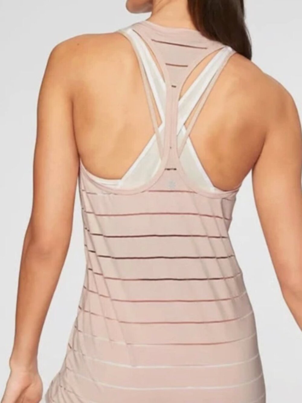 ATHLETA CHI MESH STRIPED RACERBACK TANK SIZE M Light Pink